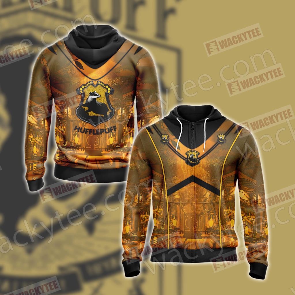 Hogwarts Harry Potter - Hufflepuff House New Version Unisex 3D T-shirt Zip Hoodie S