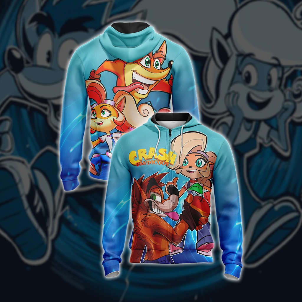 Crash Bandicoot - Crash and Coco Unisex 3D T-shirt Zip Hoodie S