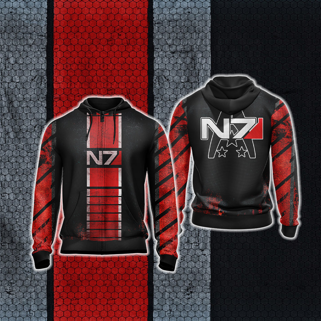 Mass Effect - N7 New Version Unisex 3D T-shirt Zip Hoodie XS