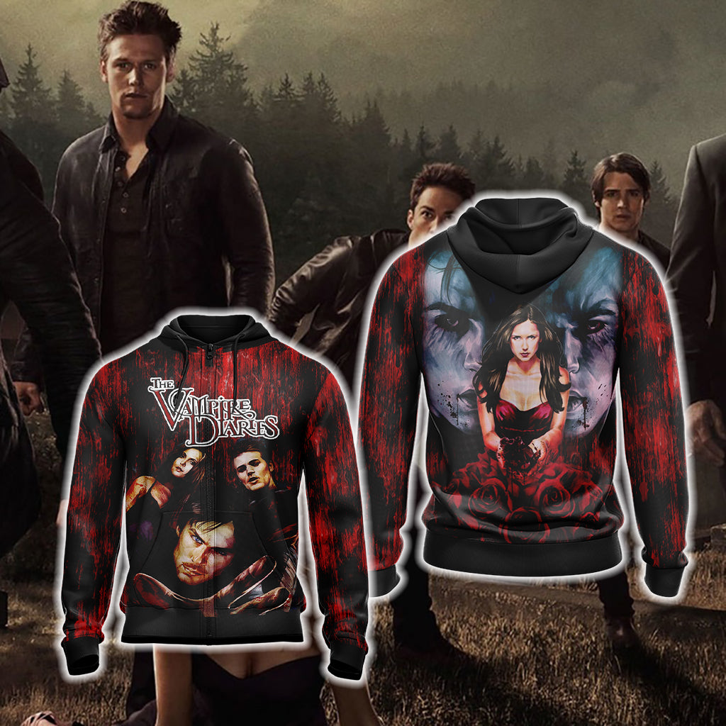 The Vampire Diaries Unisex 3D T-shirt Zip Hoodie XS