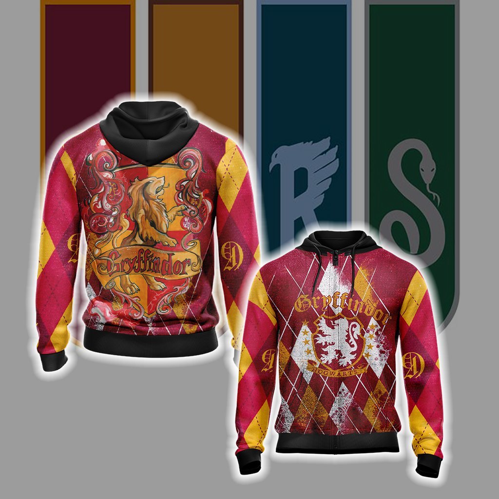 Brave Like A Gryffindor Harry Potter New Version 2 Unisex 3D T-shirt Zip Hoodie S