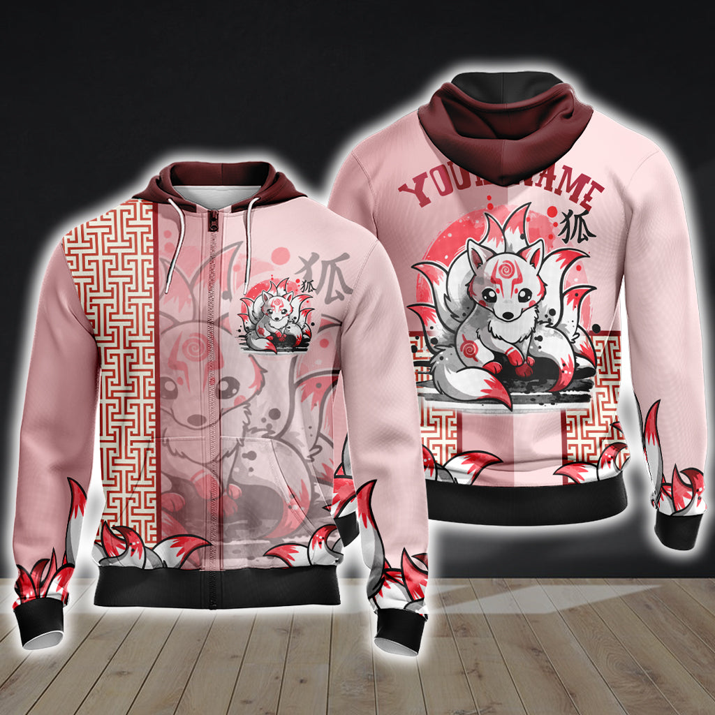 Ninetail fox Spirit-Customized Unisex 3D T-shirt Zip Hoodie XS