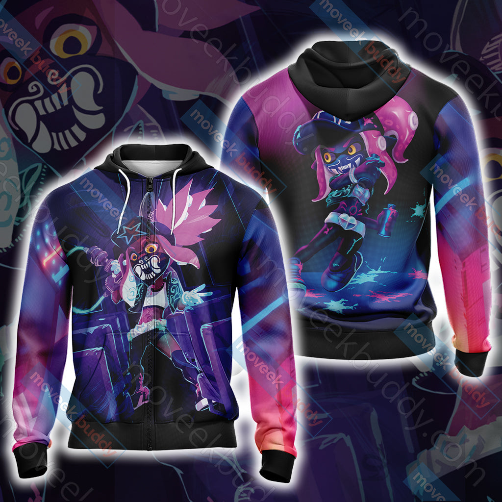 Splatoon - Akali Unisex 3D T-shirt Zip Hoodie XS