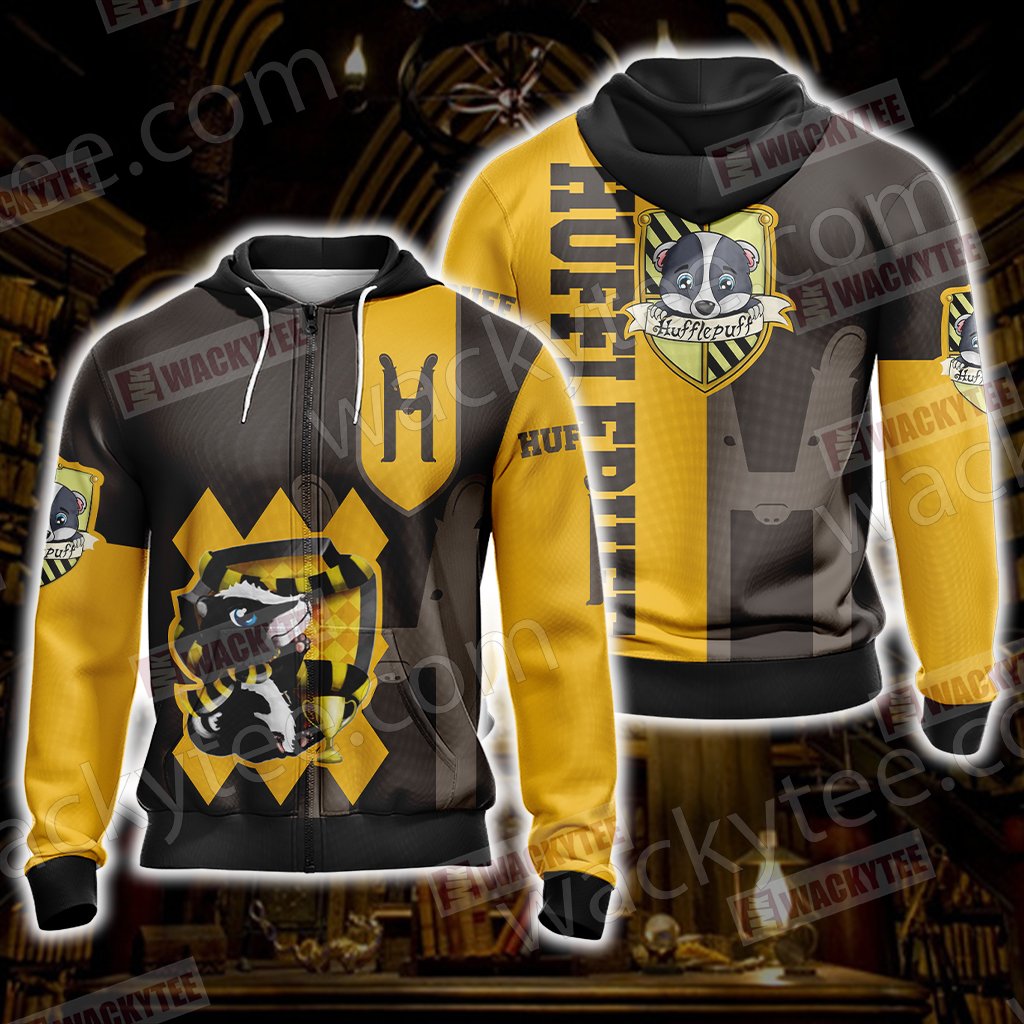 Harry Potter - Hufflepuff New Wackystyle Unisex 3D T-shirt Zip Hoodie S