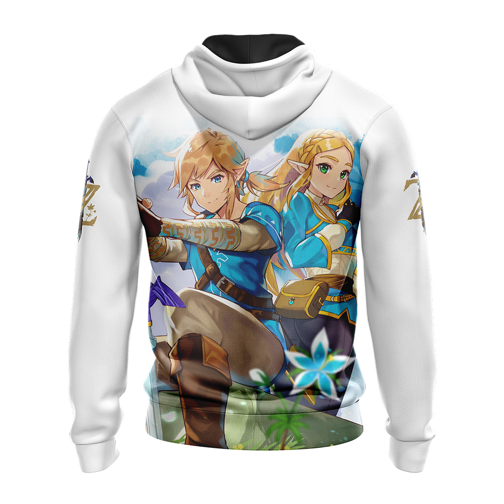 Link and Zelda The Legend of Zelda All Over Print T-shirt Tank Top Zip Hoodie Pullover Hoodie