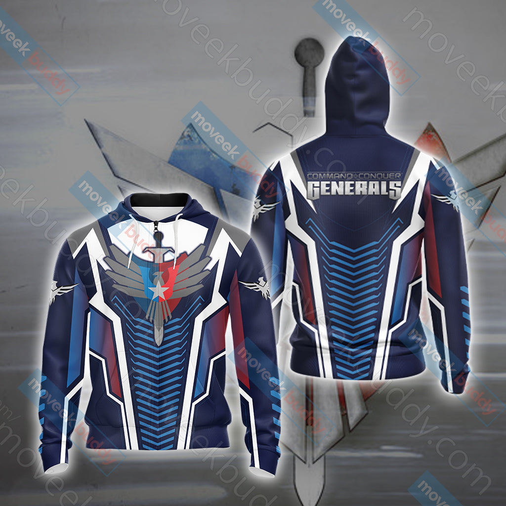 Command & Conquer: Generals – Zero Hour United States Mod Unisex 3D T-shirt Zip Hoodie XS