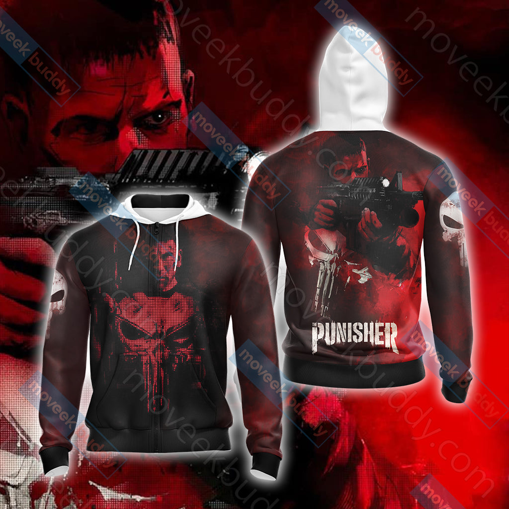 The Punisher New Look Unisex 3D T-shirt Zip Hoodie XS