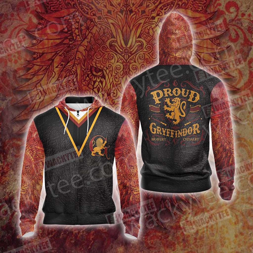 Harry Potter - Proud Gryffindor Unisex 3D T-shirt Zip Hoodie S