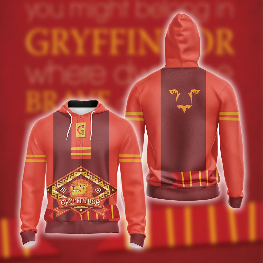 Harry Potter - Brave Like A Gryffindor New Unisex 3D T-shirt Zip Hoodie S