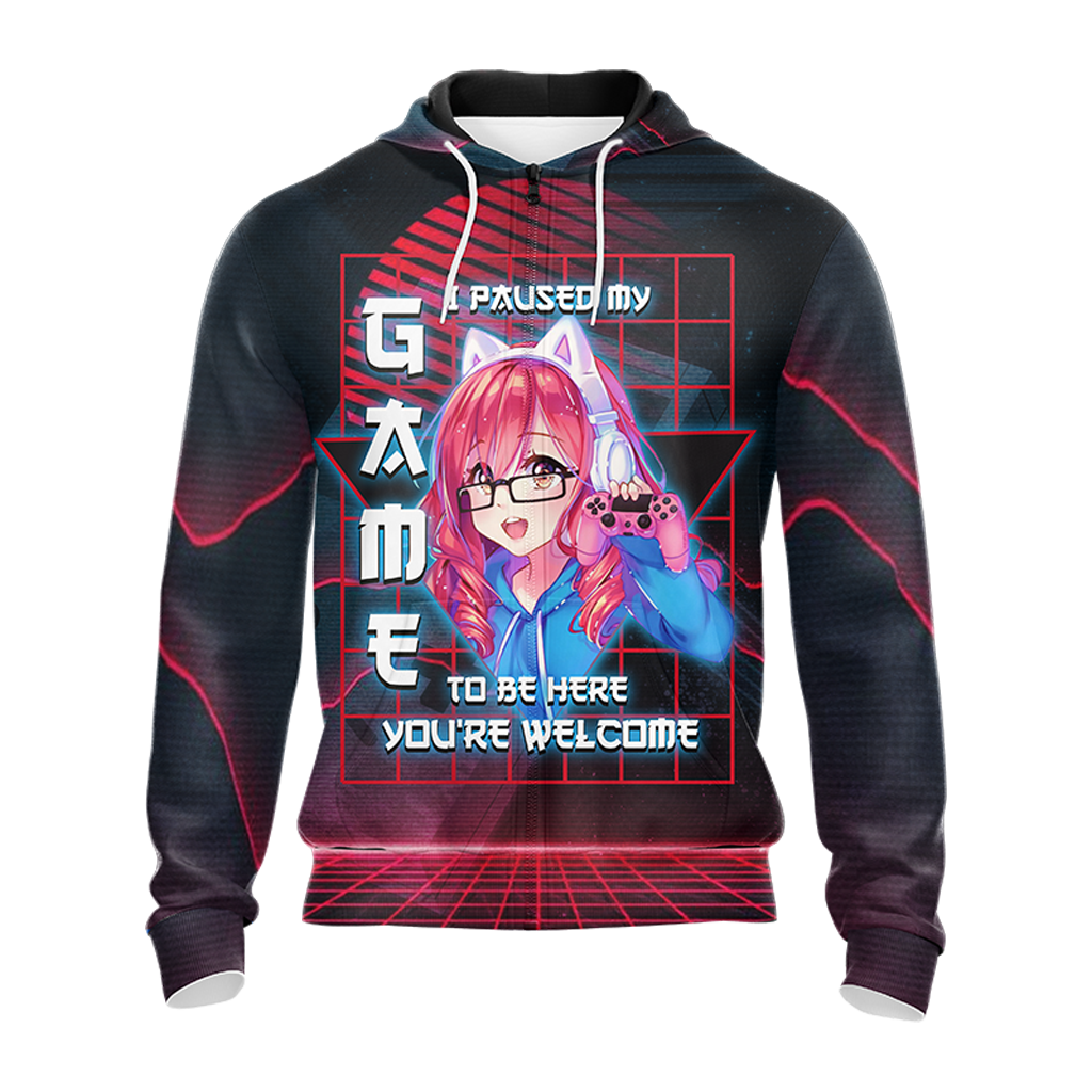 I Paused My Game To Be Here Unisex 3D T-shirt Zip Hoodie