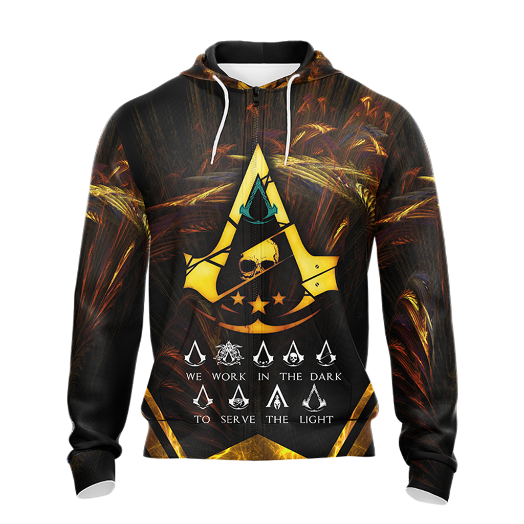 Assassin's Creed We Work In The Dark To Serve The Light Unisex 3D T-shirt Zip Hoodie Pullover Hoodie