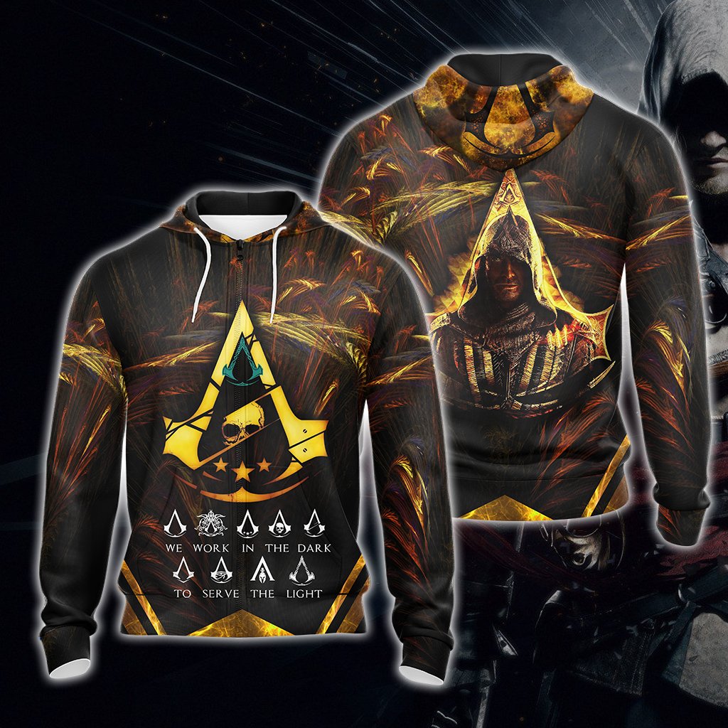 Assassin's Creed We Work In The Dark To Serve The Light Unisex 3D T-shirt Zip Hoodie Pullover Hoodie Zip Hoodie S