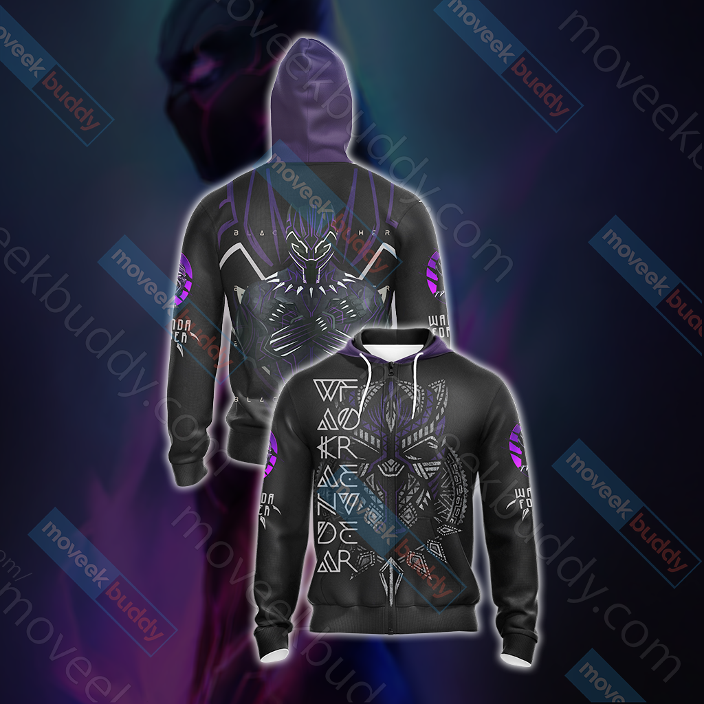 Black Panther Wakanda Forever Unisex 3D T-shirt Zip Hoodie XS
