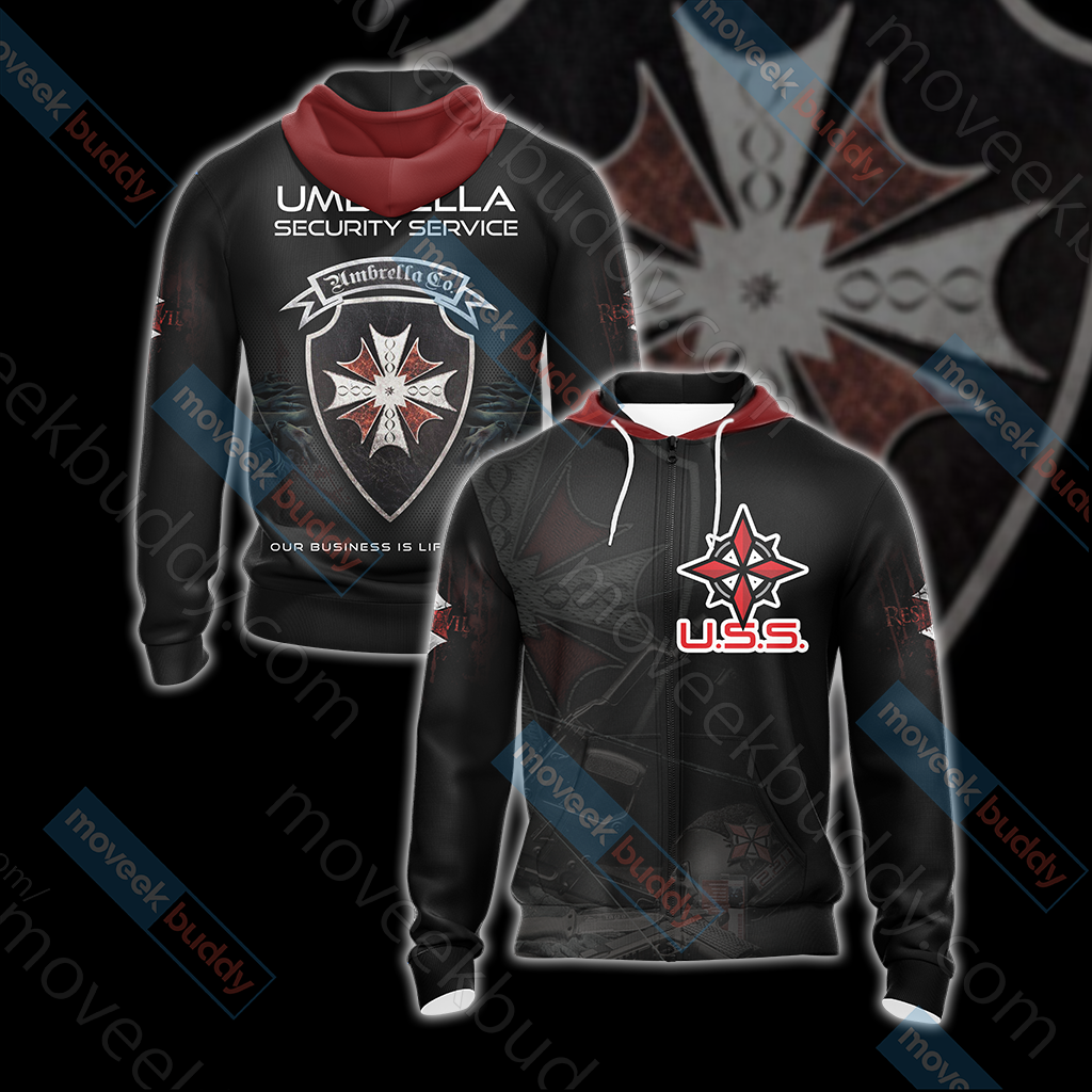 Resident Evil Umbrella Security Service (USS) Unisex 3D T-shirt Zip Hoodie XS