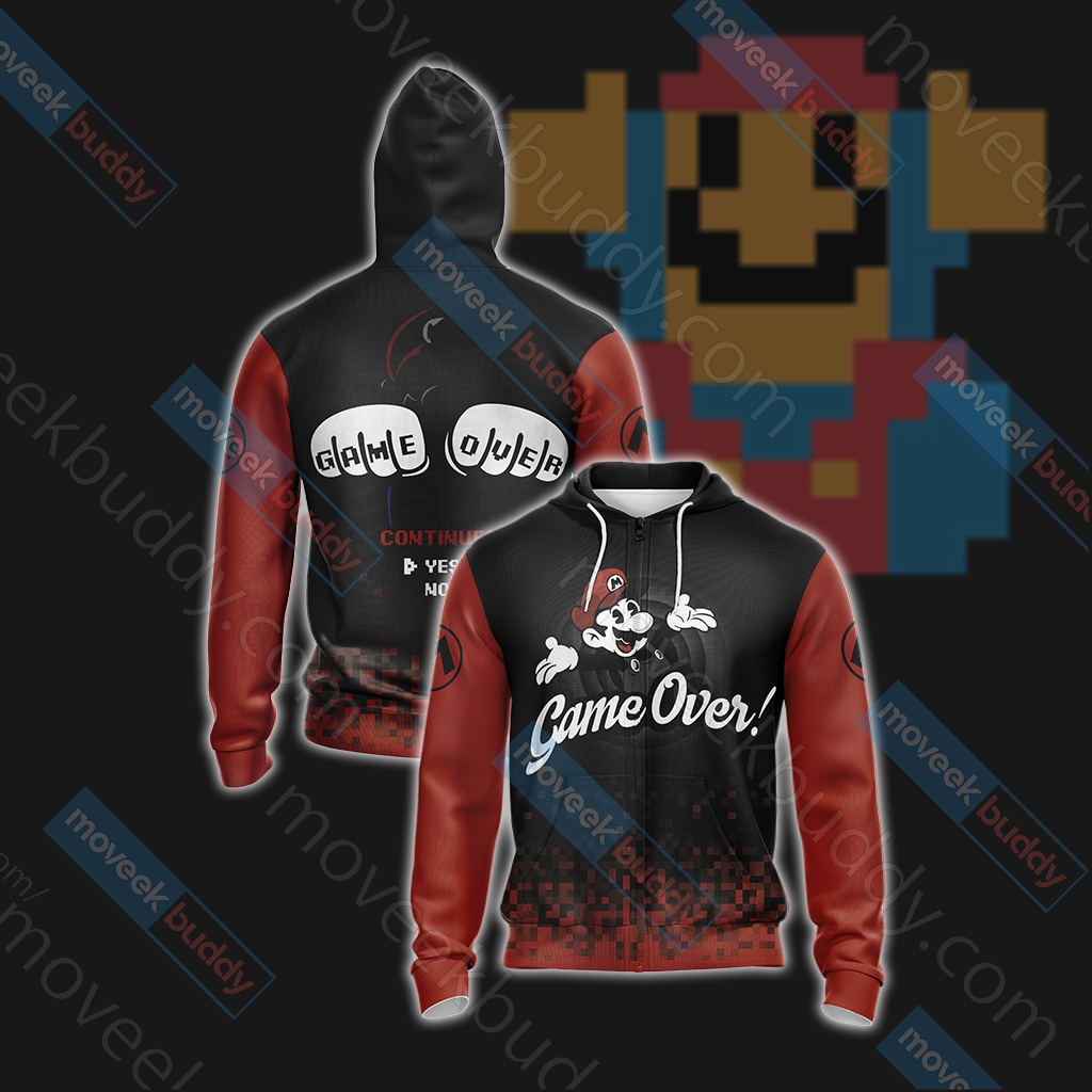 Mario Game Over Unisex 3D T-shirt Zip Hoodie XS
