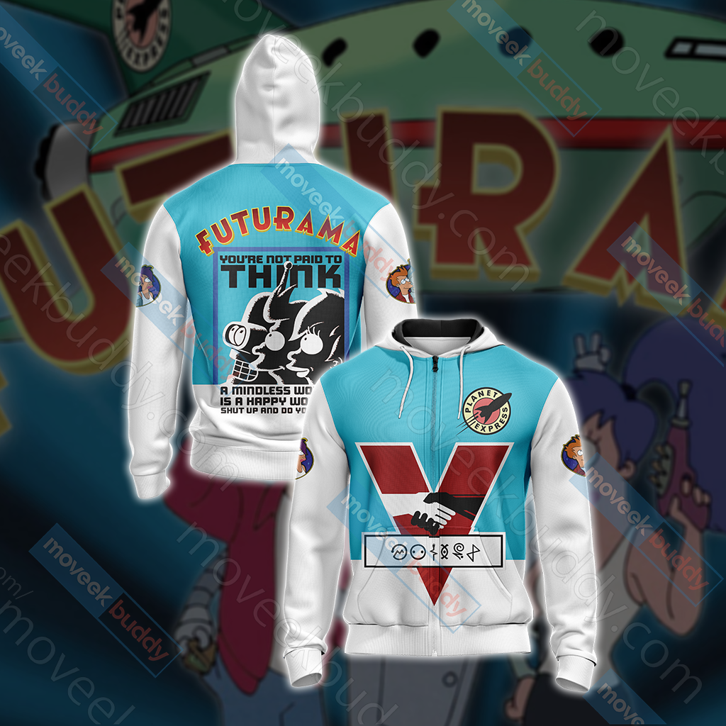 Futurama New Unisex 3D T-shirt Zip Hoodie XS