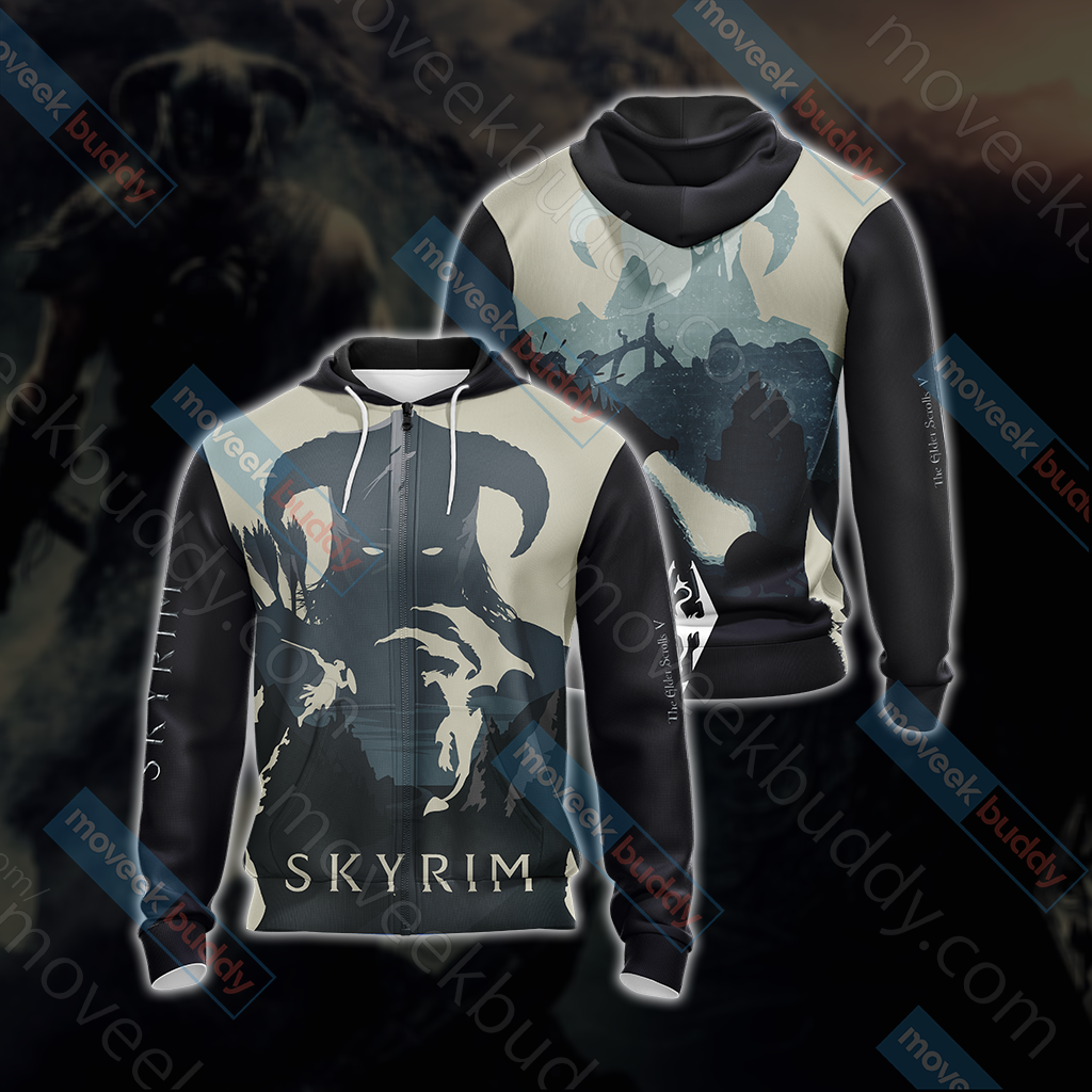 The Elder Scrolls: Skyrim Unisex 3D T-shirt Zip Hoodie XS