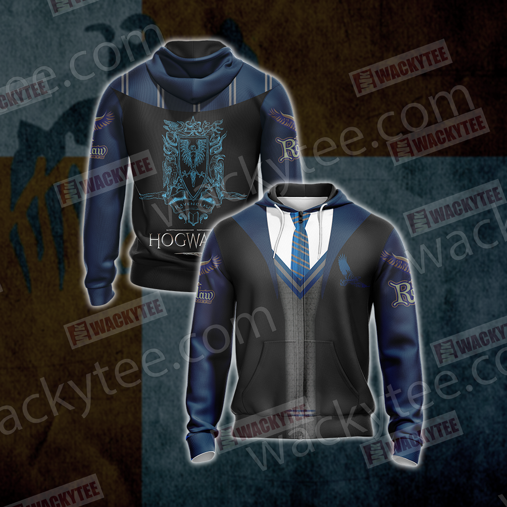 Harry Potter Hogwarts Uniform Ravenclaw House Unisex 3D T-shirt Zip Hoodie S