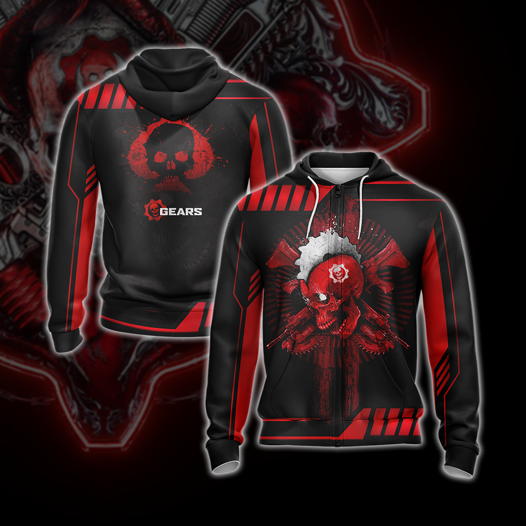 Gears Of War Red Unisex 3D T-shirt Zip Hoodie XS