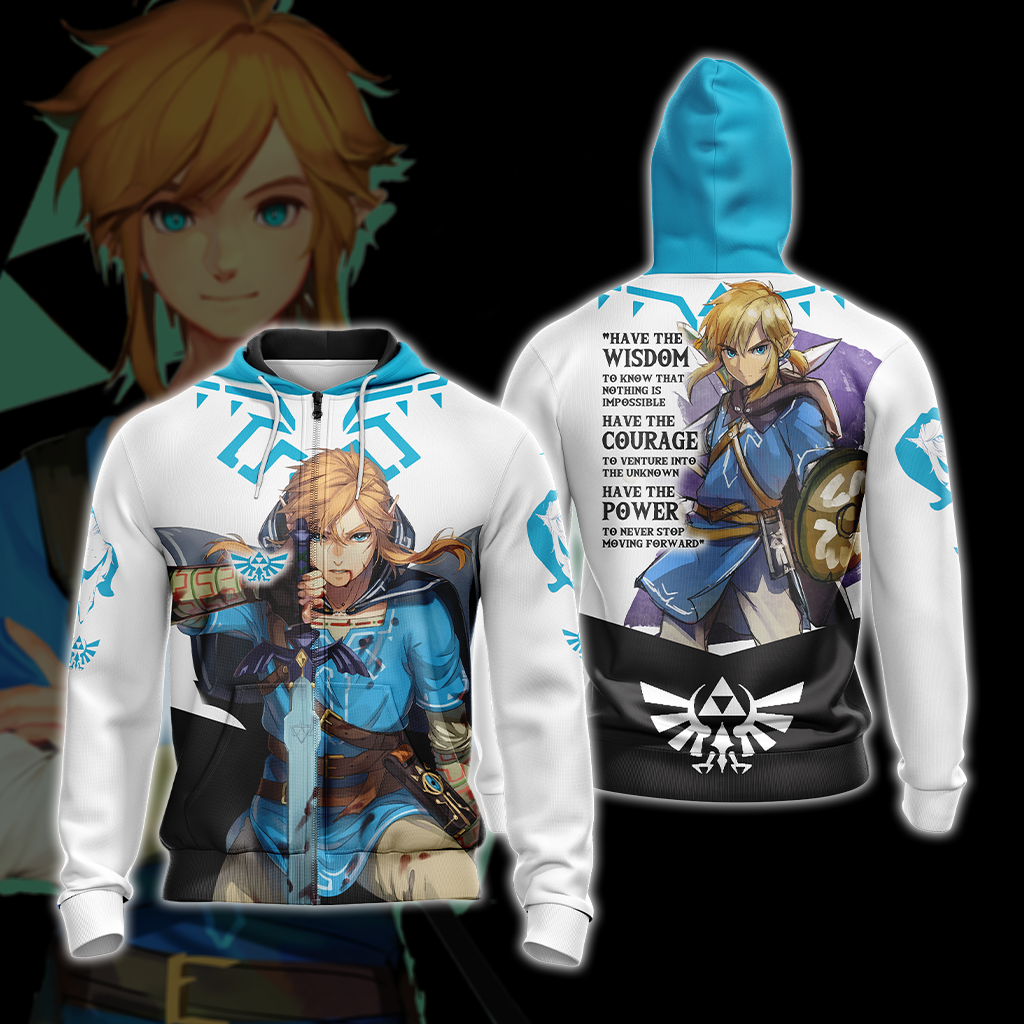 The Legend Of Zelda Link WISDOM COURAGE POWER Unisex 3D T-shirt Zip Hoodie Pullover Hoodie Zip Hoodie S