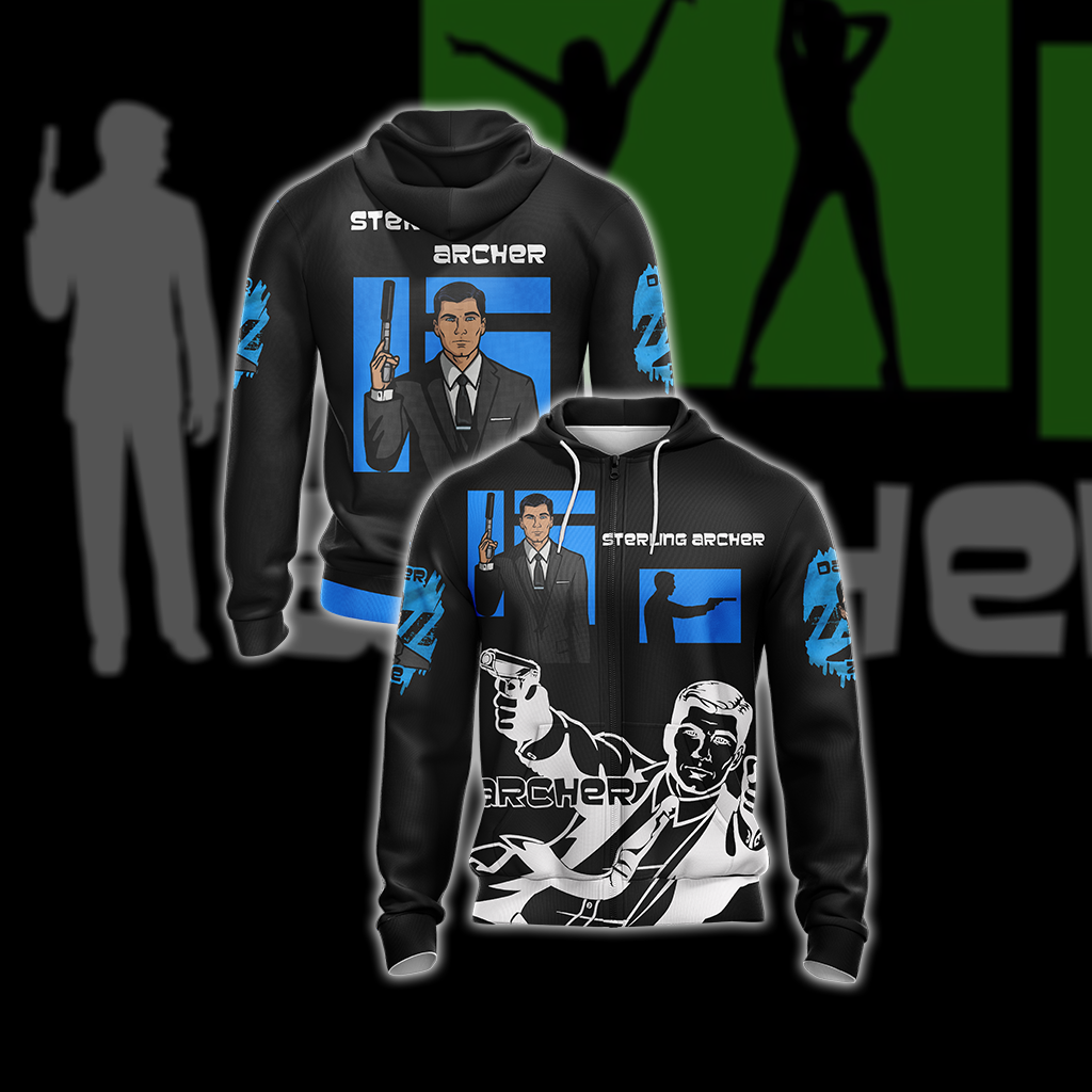 Sterling Archer Unisex 3D T-shirt Zip Hoodie XS