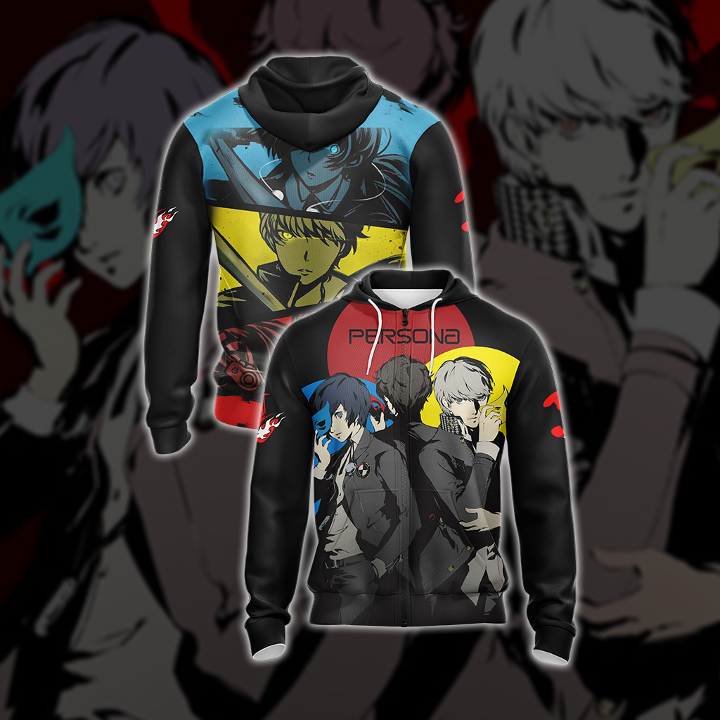 Persona 3, 4, 5 Protagonists Unisex 3D T-shirt Zip Hoodie 2XL