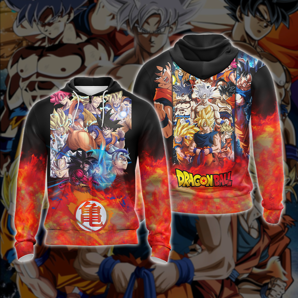 Dragon Ball: All Of Goku's Forms Unisex 3D T-shirt Zip Hoodie Pullover Hoodie Zip Hoodie S