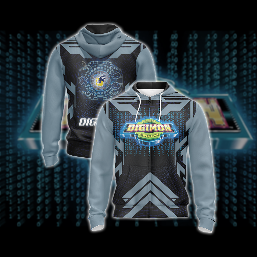 Digimon New Look Unisex 3D T-shirt Zip Hoodie XS