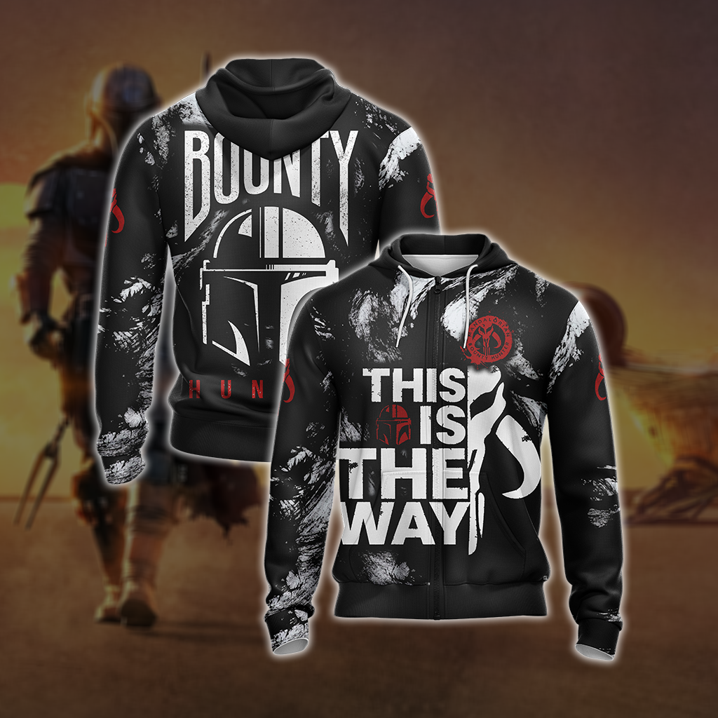Star Wars Mandalorian Bounty Hunters Unisex 3D T-shirt Zip Hoodie S