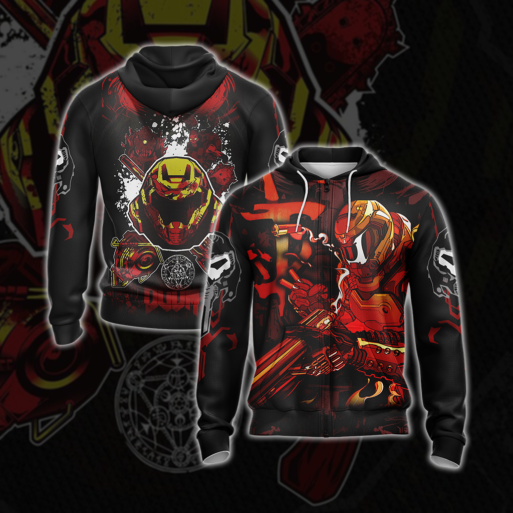 Doom - Slayers New Style Unisex 3D T-shirt Zip Hoodie XS