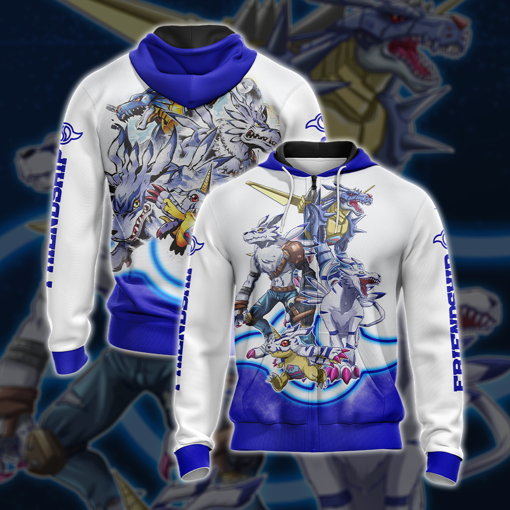 Digimon Gabumon Evolution Unisex 3D T-shirt Zip Hoodie S