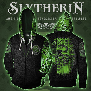 The Slytherin Snake Harry Potter 3D T-shirt Zip Hoodie S 