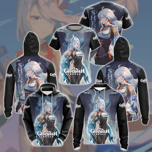 Genshin Impact Shenhe Video Game All Over Printed T-shirt Tank Top Zip Hoodie Pullover Hoodie Hawaiian Shirt Beach Shorts Joggers   