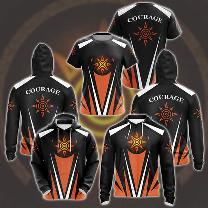 Digimon Crest Of Courage Video Game All Over Printed T-shirt Tank Top Zip Hoodie Pullover Hoodie Hawaiian Shirt Beach Shorts Joggers