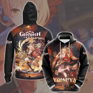 Genshin Impact Yoimiya Video Game All Over Printed T-shirt Tank Top Zip Hoodie Pullover Hoodie Hawaiian Shirt Beach Shorts Joggers Hoodie S 