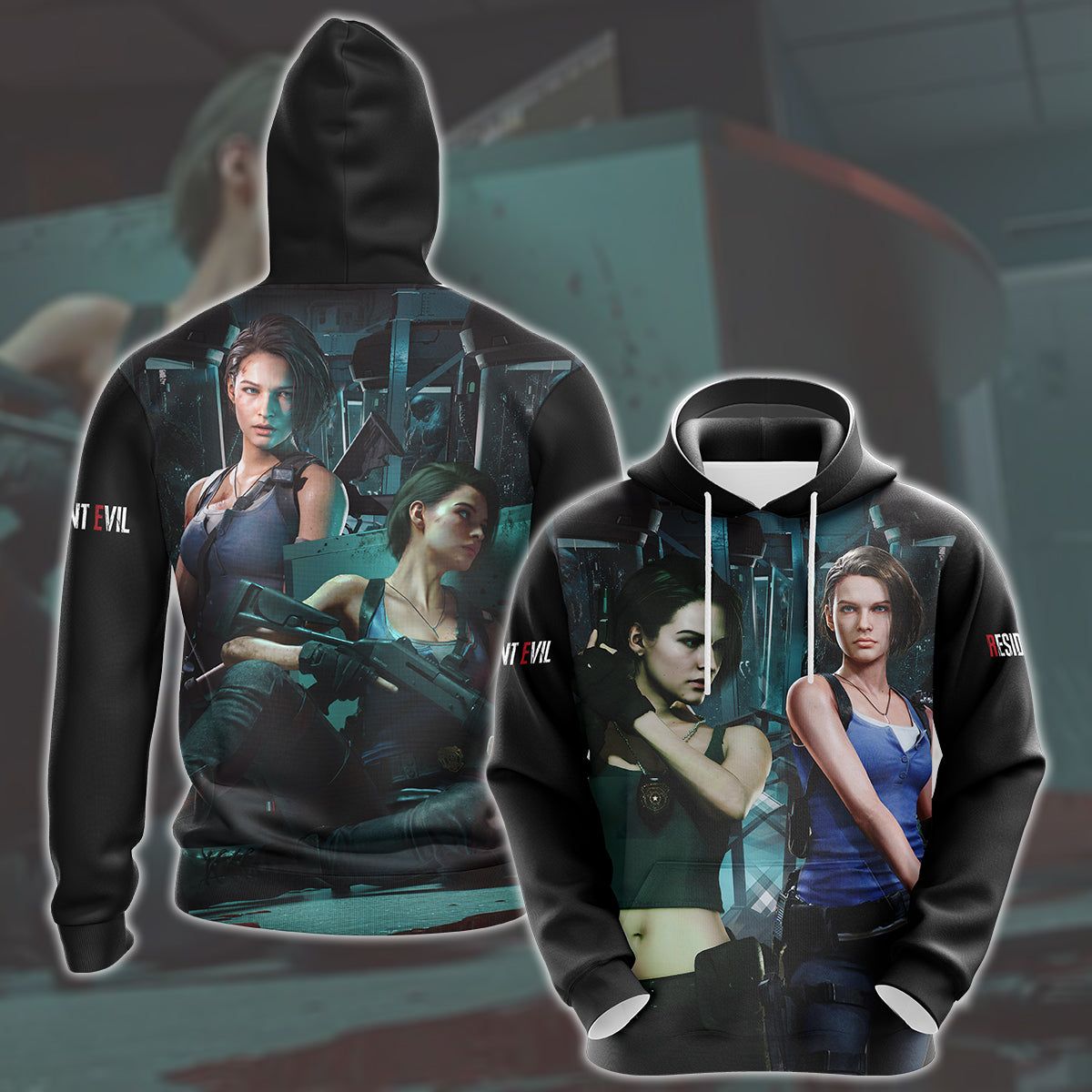 Resident Evil Jill Valentine Video Game All Over Printed T-shirt Tank Top Zip Hoodie Pullover Hoodie Hawaiian Shirt Beach Shorts Joggers Hoodie