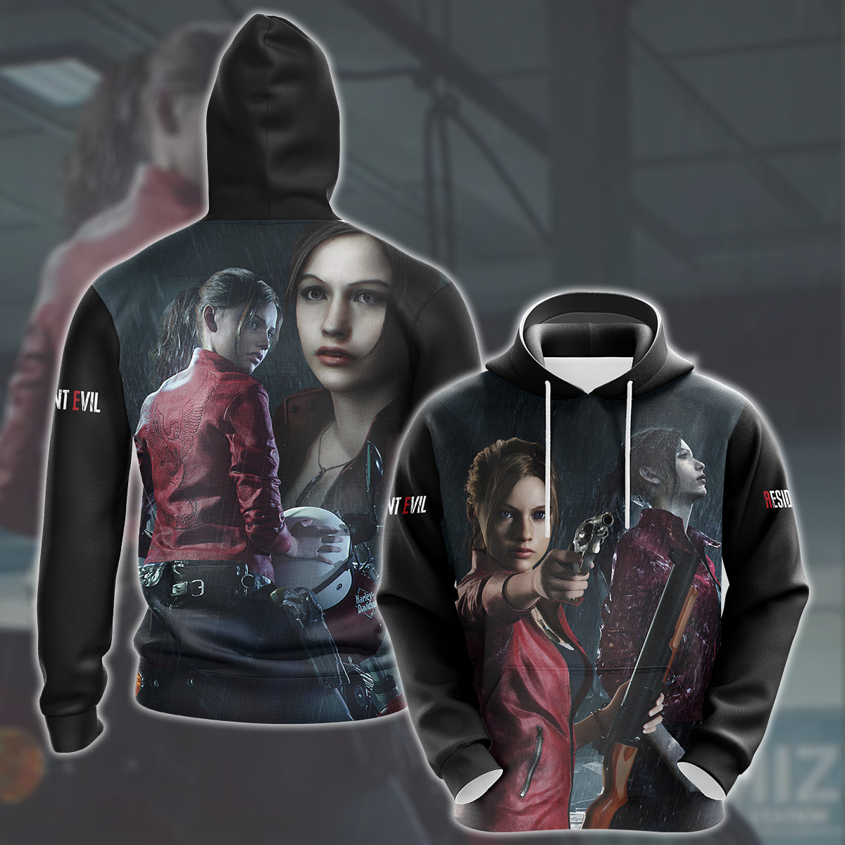 Resident Evil Claire Redfield Video Game All Over Printed T-shirt Tank Top Zip Hoodie Pullover Hoodie Hawaiian Shirt Beach Shorts Joggers Hoodie
