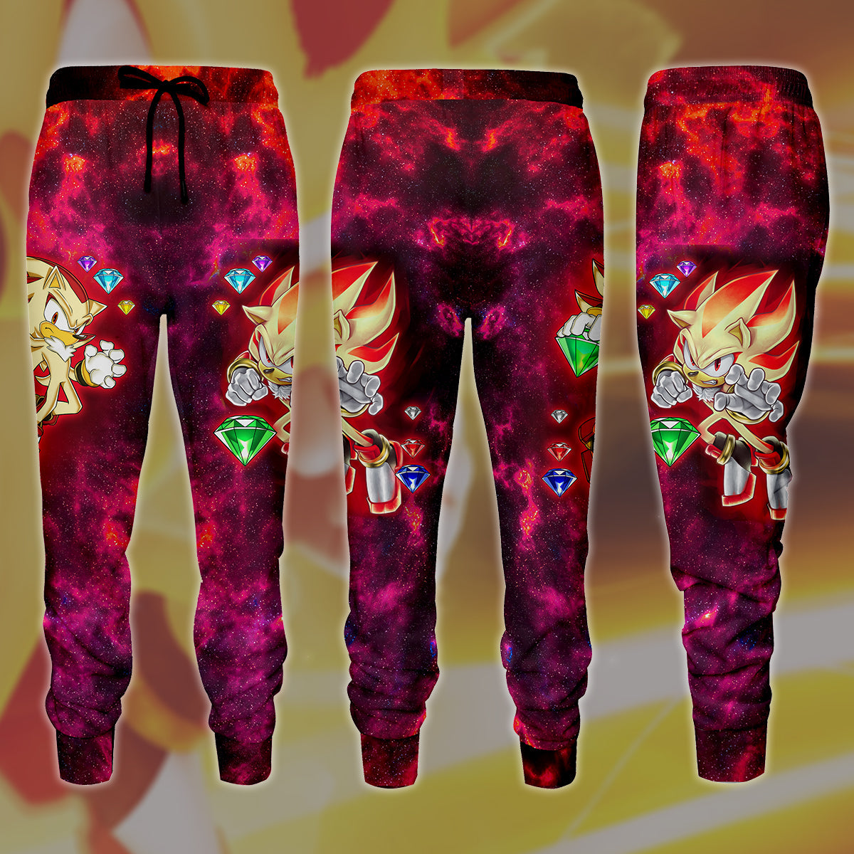 Sonic Super Shadow Chaos Emeralds Video Game All Over Printed T-shirt Tank Top Zip Hoodie Pullover Hoodie Hawaiian Shirt Beach Shorts Joggers