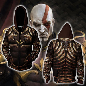 God Of War 2 Kratos Armor Cosplay Unisex 3D T-shirt Zip Hoodie XS 