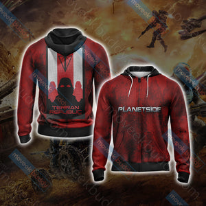 Planetside - Terran Republic Unisex 3D T-shirt Zip Hoodie XS 