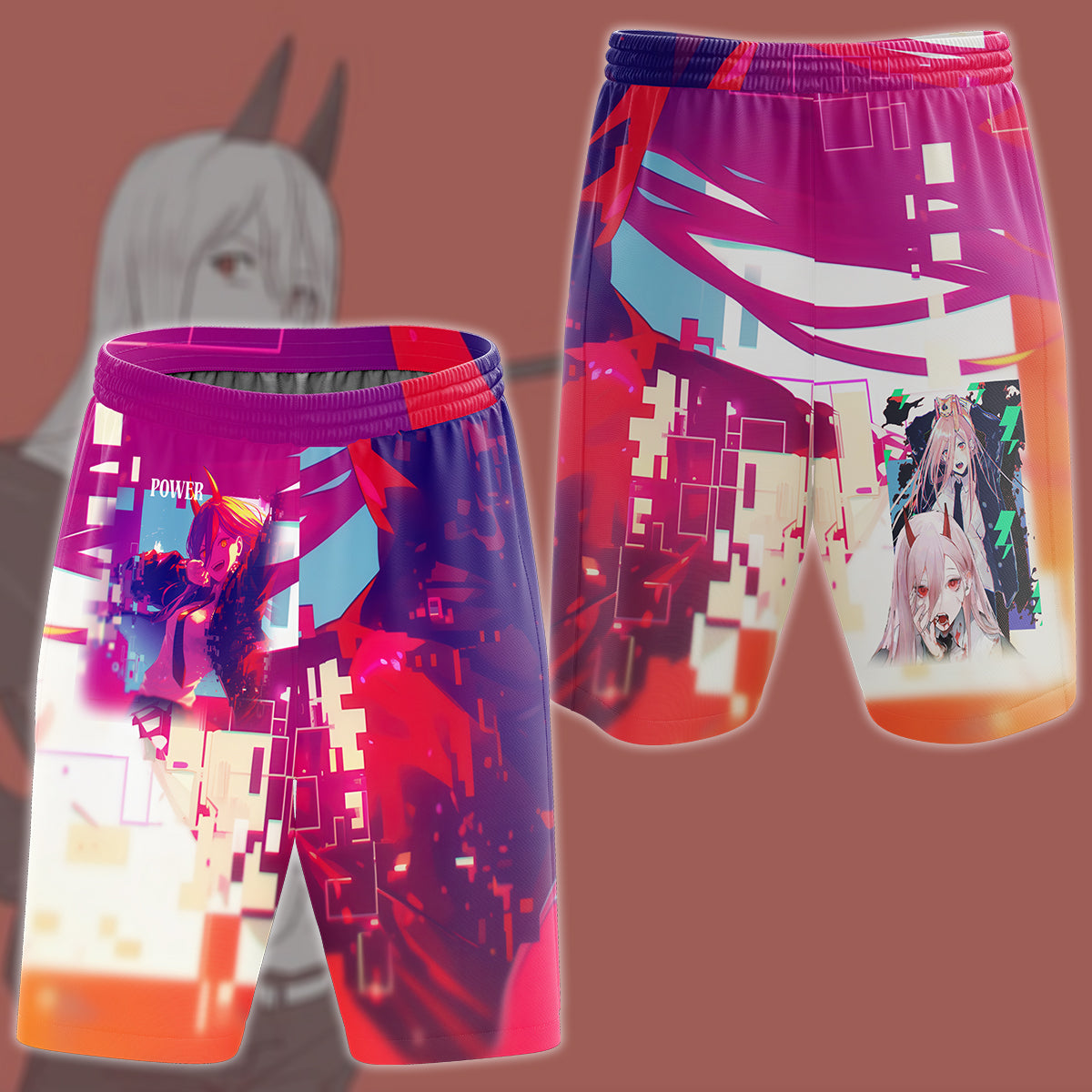 Chainsaw Man Power Anime Manga All Over Printed T-shirt Tank Top Zip Hoodie Pullover Hoodie Hawaiian Shirt Beach Shorts Joggers Beach Shorts