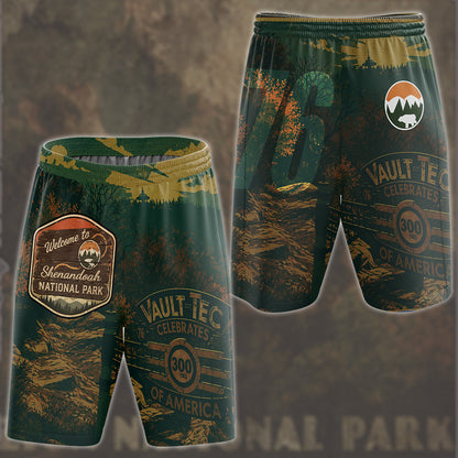 Fallout 76 Vintage National Park Style Video Game All Over Printed T-shirt Tank Top Zip Hoodie Pullover Hoodie Hawaiian Shirt Beach Shorts Joggers Beach Shorts