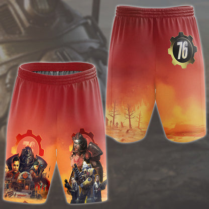 Fallout 76 Video Game All Over Printed T-shirt Tank Top Zip Hoodie Pullover Hoodie Hawaiian Shirt Beach Shorts Joggers Beach Shorts