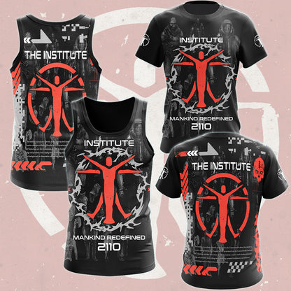 Fallout The Institute Video Game All Over Printed T-shirt Tank Top Zip Hoodie Pullover Hoodie Hawaiian Shirt Beach Shorts Joggers