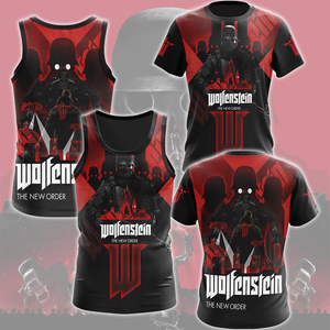 Wolfenstein: The New Order Video Game All Over Printed T-shirt Tank Top Zip Hoodie Pullover Hoodie Hawaiian Shirt Beach Shorts Joggers   