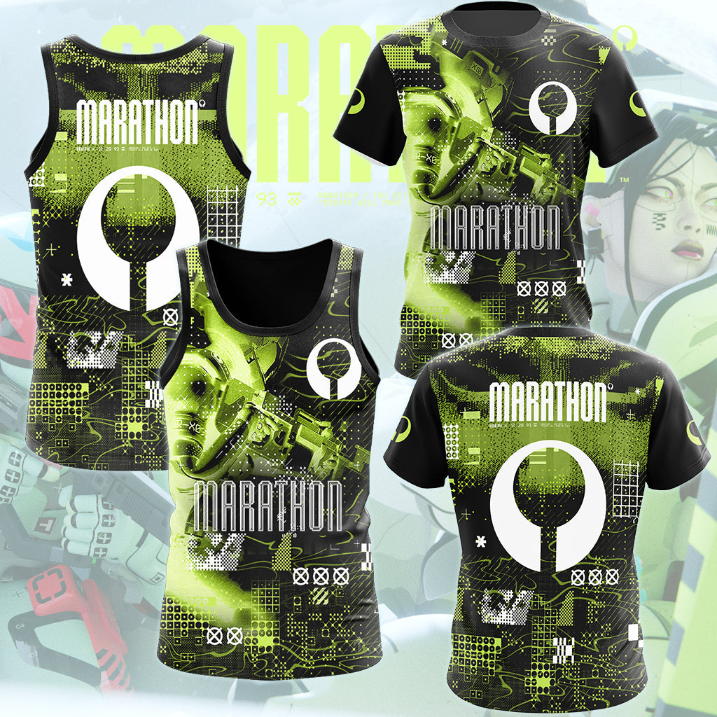 Marathon Video Game All Over Printed T-shirt Tank Top Zip Hoodie Pullover Hoodie Hawaiian Shirt Beach Shorts Joggers