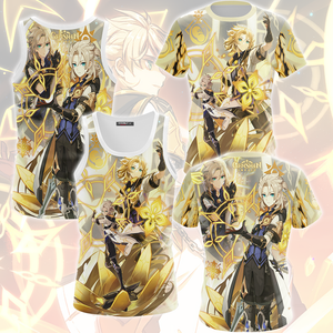 Genshin Impact Albedo Video Game All Over Printed T-shirt Tank Top Zip Hoodie Pullover Hoodie Hawaiian Shirt Beach Shorts Joggers   