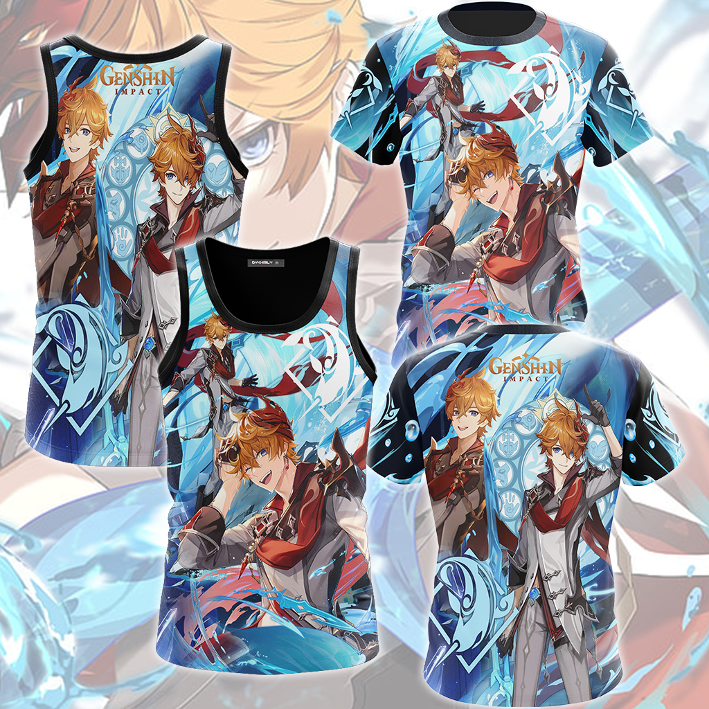 Genshin Impact Childe (Tartaglia) Video Game All Over Printed T-shirt Tank Top Zip Hoodie Pullover Hoodie Hawaiian Shirt Beach Shorts Joggers   