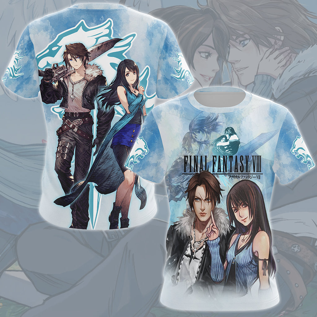 Final Fantasy Squall Leonhart & Rinoa Heartily Video Game All Over Printed T-shirt Tank Top Zip Hoodie Pullover Hoodie Hawaiian Shirt Beach Shorts Joggers T-shirt S