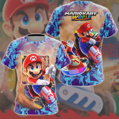 Mario Kart World Video Game All Over Printed T-shirt Tank Top Zip Hoodie Pullover Hoodie Hawaiian Shirt Beach Shorts Joggers